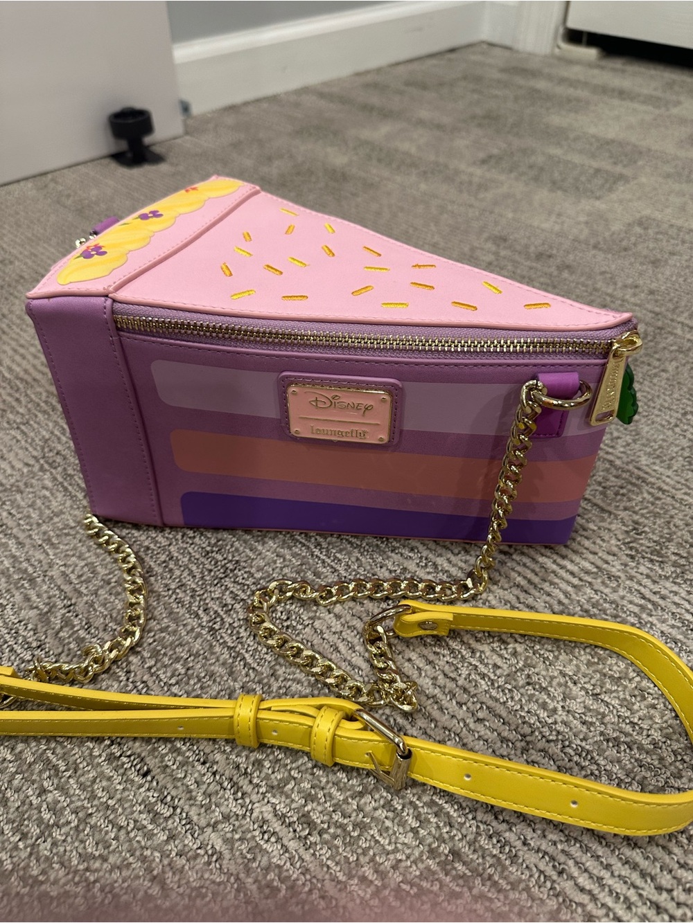 Disney Parks Loungefly Tangled Rapunzel Birthday Cake Slice Crossbody Bag Pascal